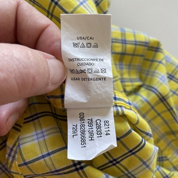 Men’s Chaps Yellow Plaid Long Sleeve Button Down Shirt Size L - Picture 7 of 7